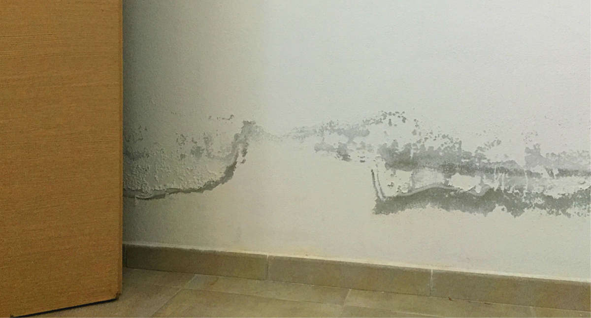 muro con tracce di umidità di risalita 3B